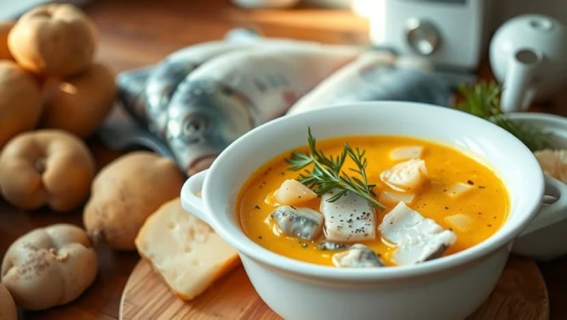 Fiskgryta med saffran och potatis hemma