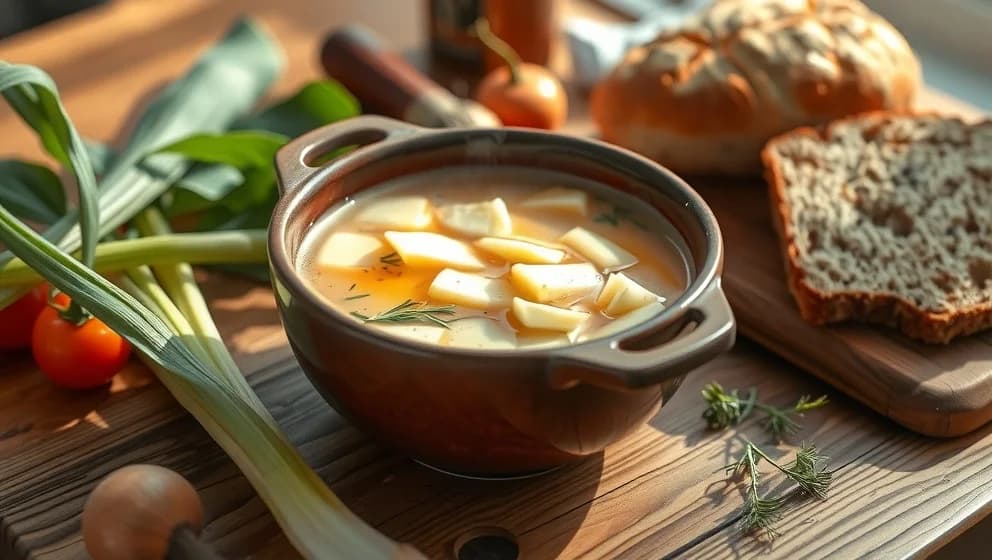 Fransk potatis och purjolökssoppa hemma