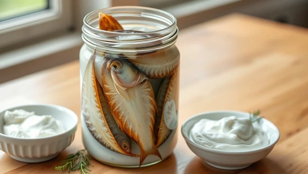 Inlagd matjessill med crème fraiche hemma