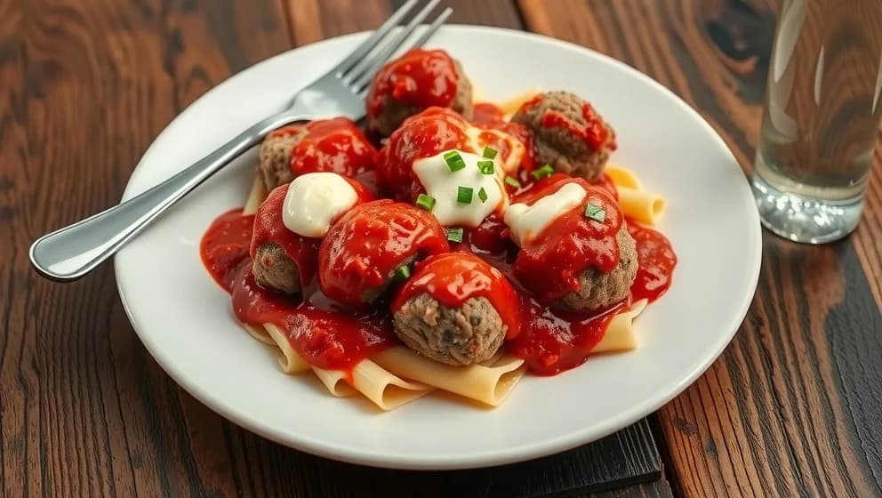 Italienska köttbullar i tomatsås och mozzarella