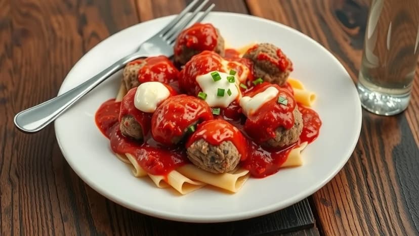 Italienska köttbullar i tomatsås och mozzarella