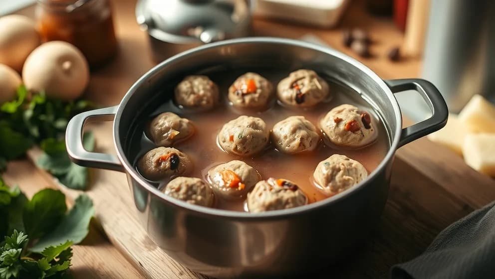 Koka köttbullar i buljong hemma