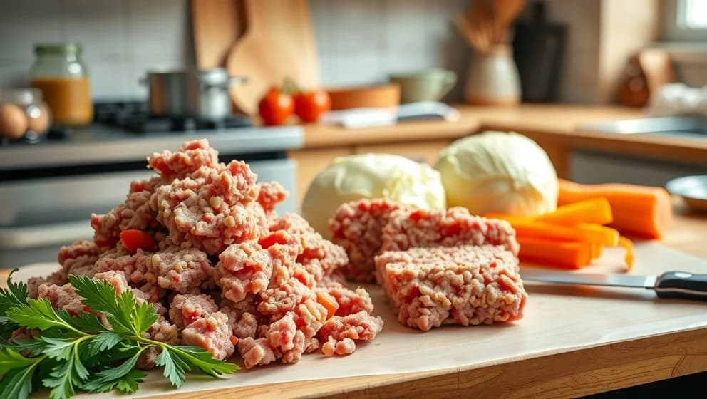 Köttfärs med vitkål och morötter hemma