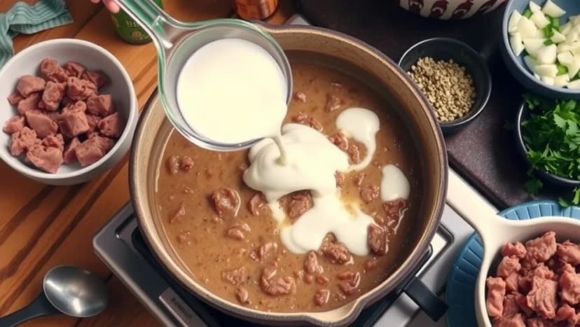 Köttfärssås med crème fraîche hemma