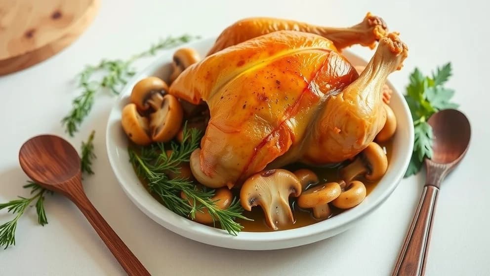 Kyckling med kantareller i ugn