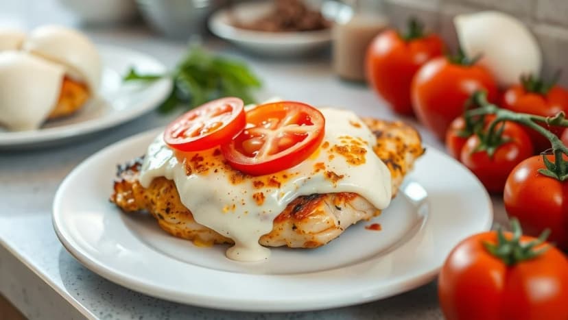 Kyckling mozzarella tomat ugn som smörgås