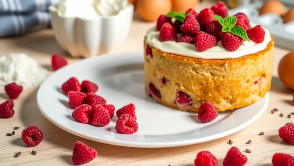 Tårta med hallon och vaniljkräm hemma