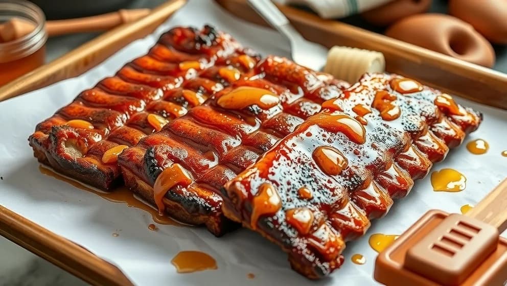 Tjocka revben i ugn med honung