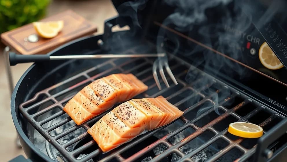 Varmröka lax på grillen hemma