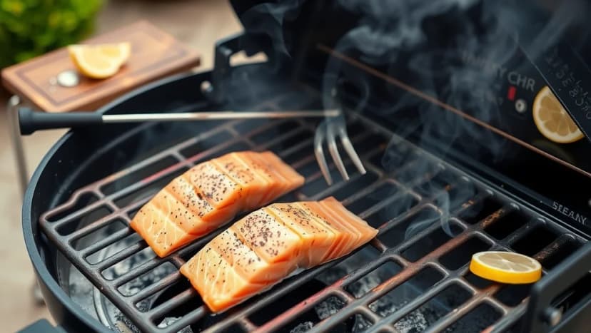 Varmröka lax på grillen hemma